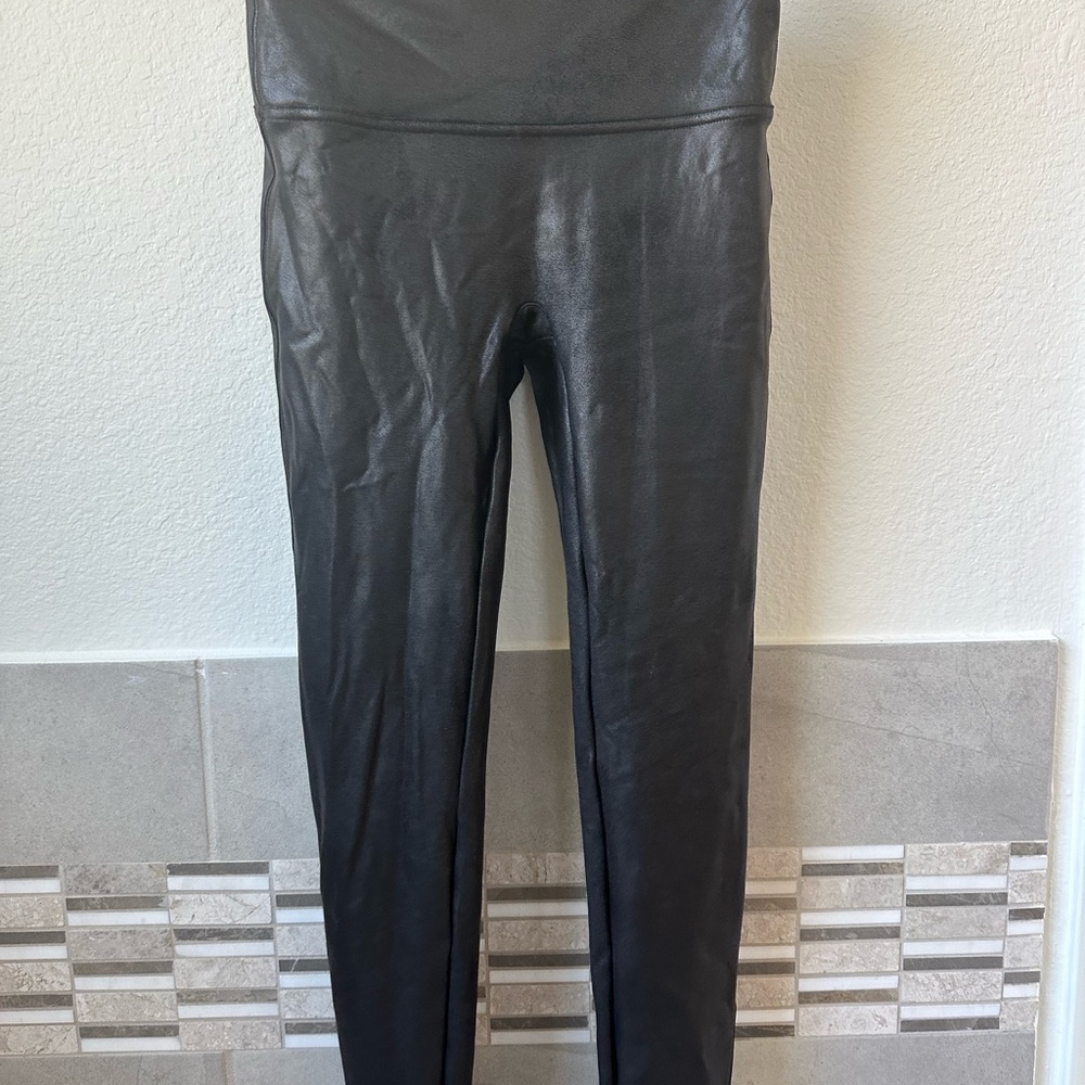 Black Faux Leather Leggings Spanx
